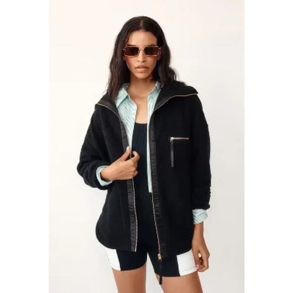 Varley Donley Fleece Jacket Black Oversized Full Zip High Neck Womens Size Large - Picture 8 of 16